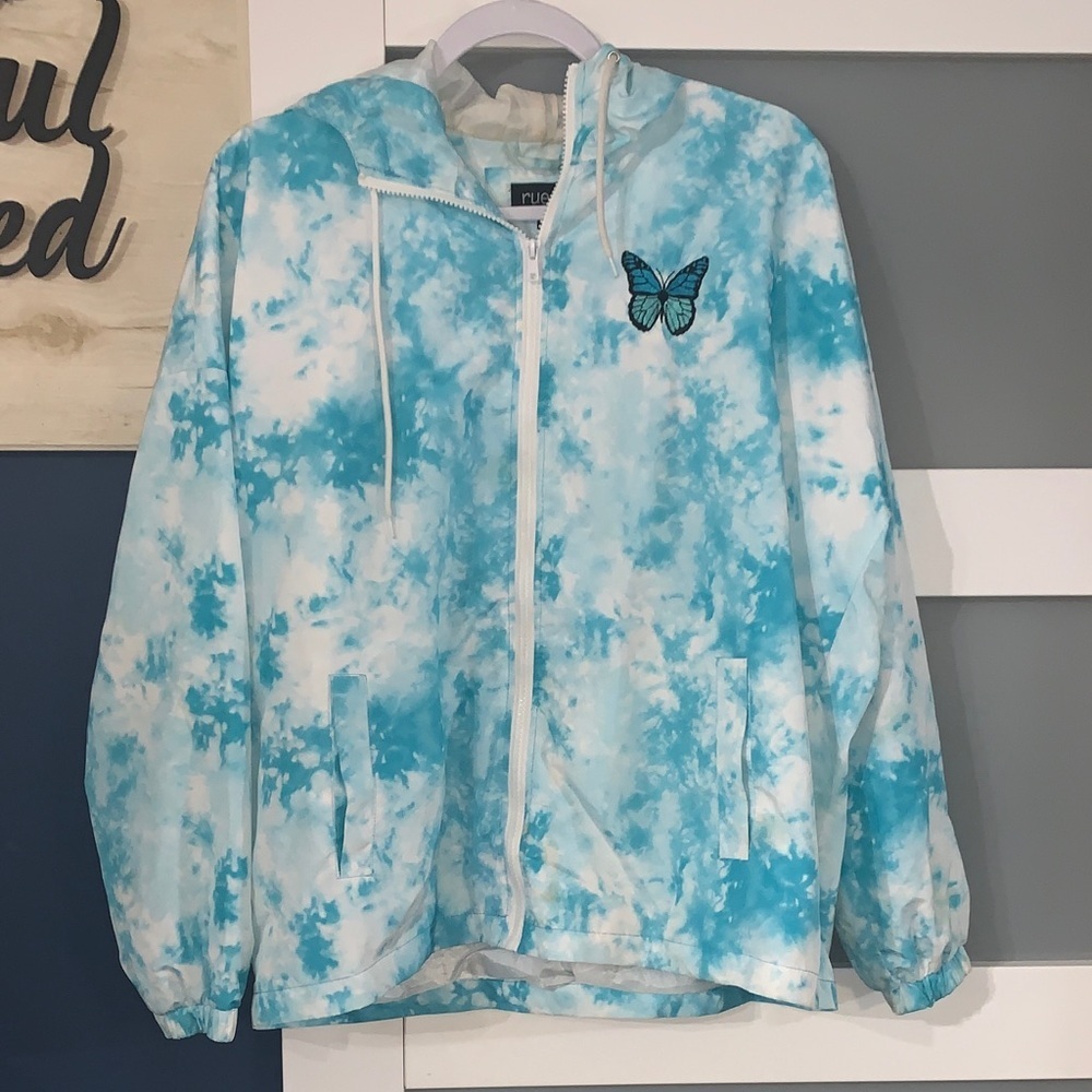 Rue21 Blue Tie-Dye Jacket with Butterfly